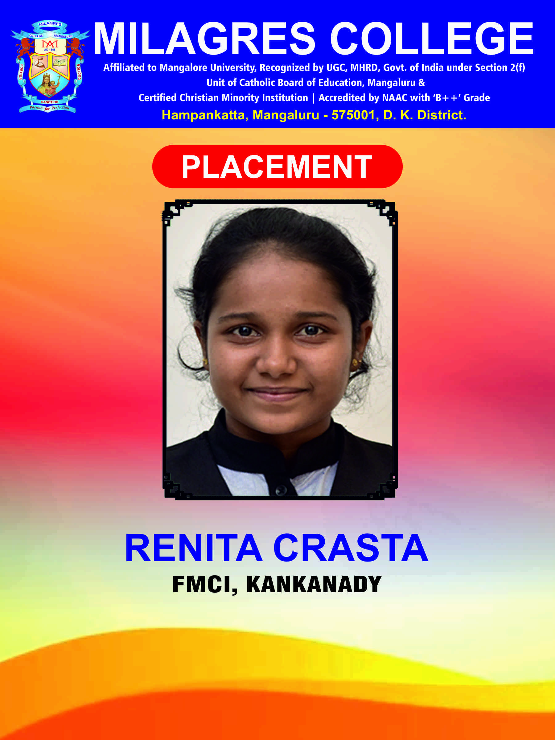 Successfully placed student